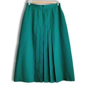 Vintage PANTMAN Pleated Front Long Midi Skirt Green Sz M